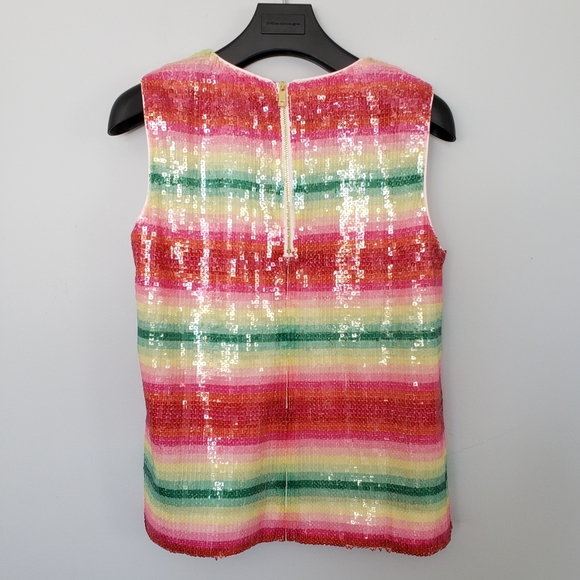 Jcrew Rainbow Stripe Sequin Sleeveless Shell Tank Top Sz XXS - Picture 3 of 6